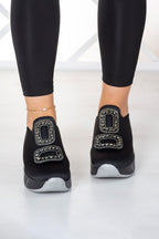 Almendra Platin Streç Taşlı Sneaker