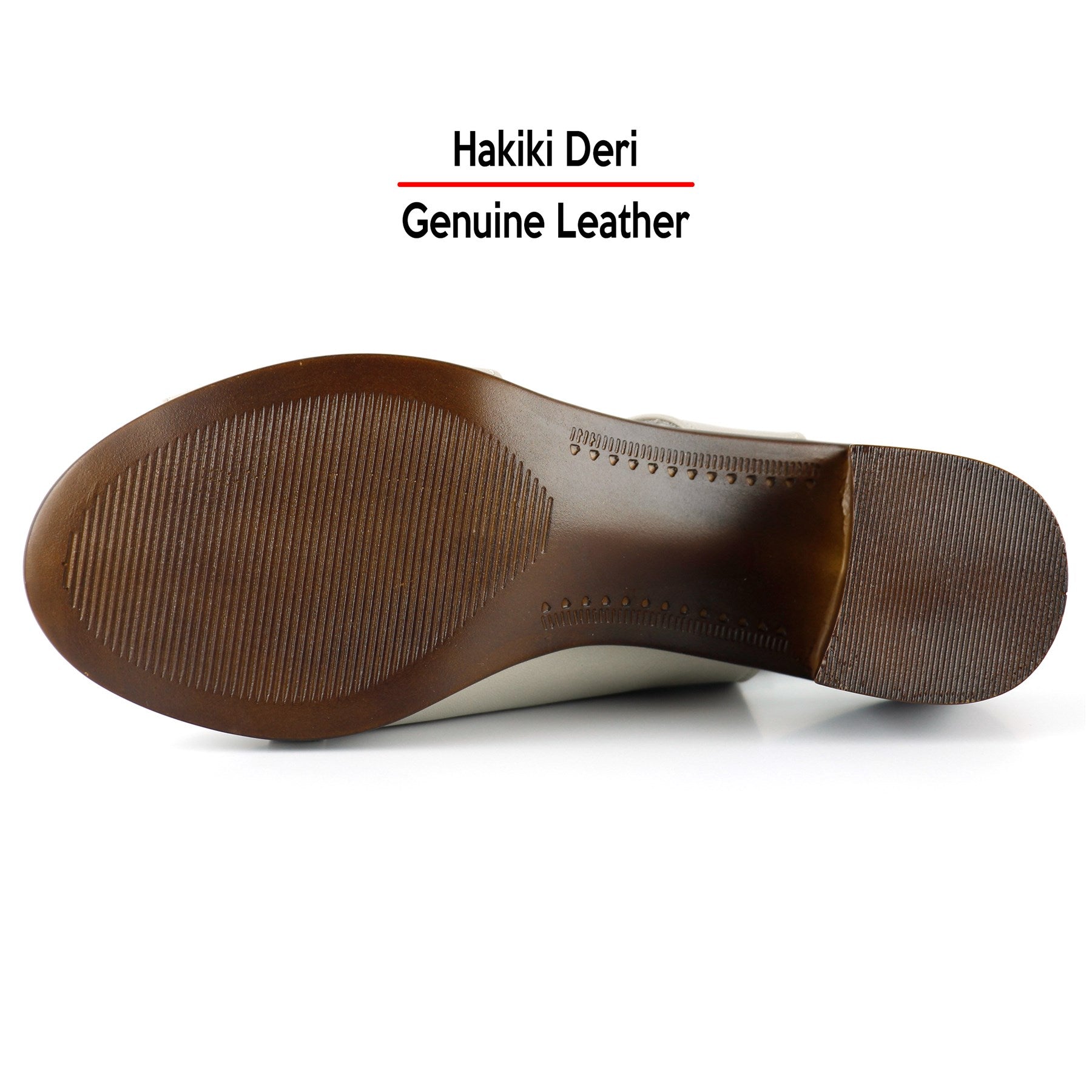 Saules Vizon Hakiki Deri Kesik Detaylı Lastik Bantlı Topuklu Sandalet