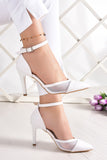 Liana Beyaz Fileli Stiletto