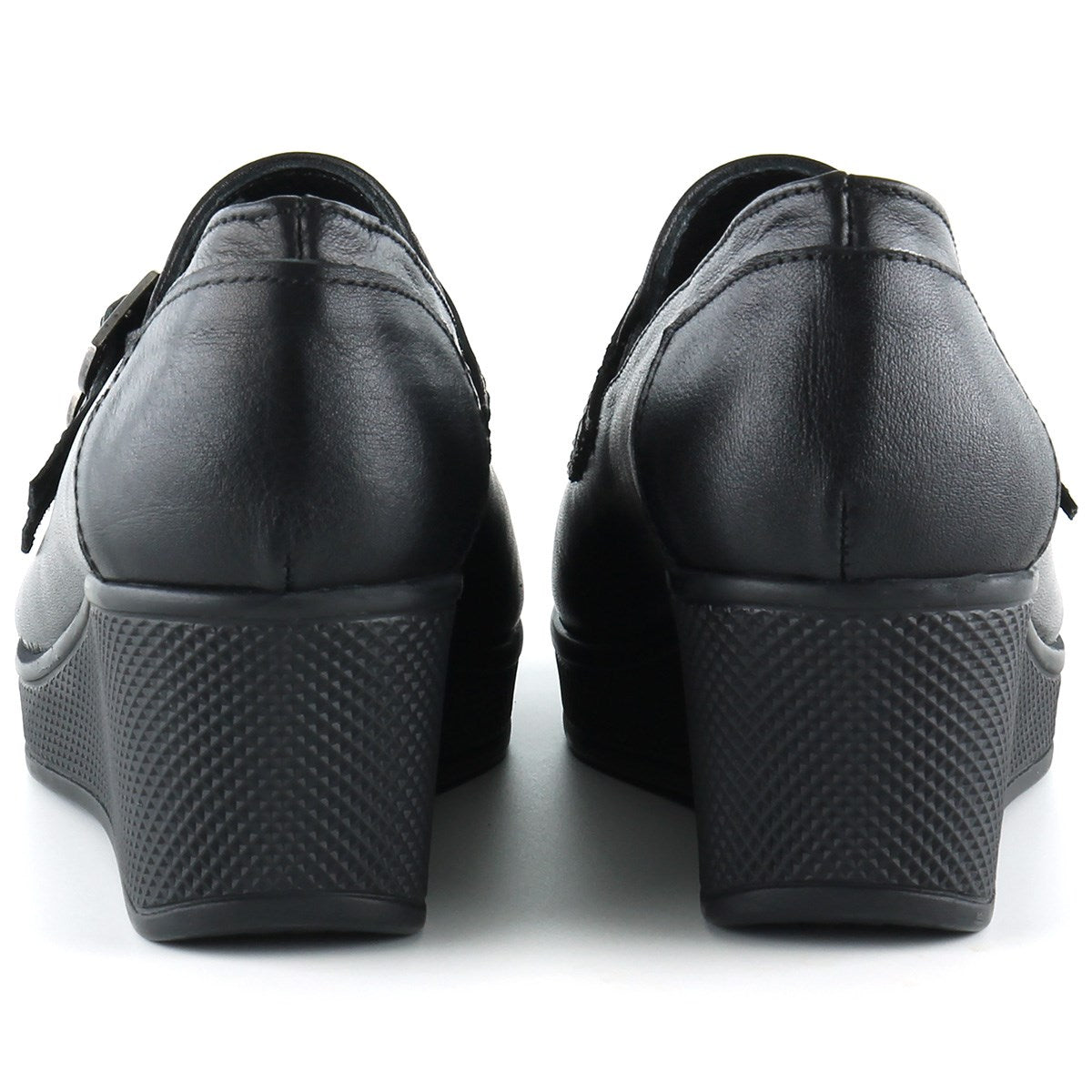 Taylor Siyah Hakiki Deri Dolgu Topuklu Günlük Ayakkabı