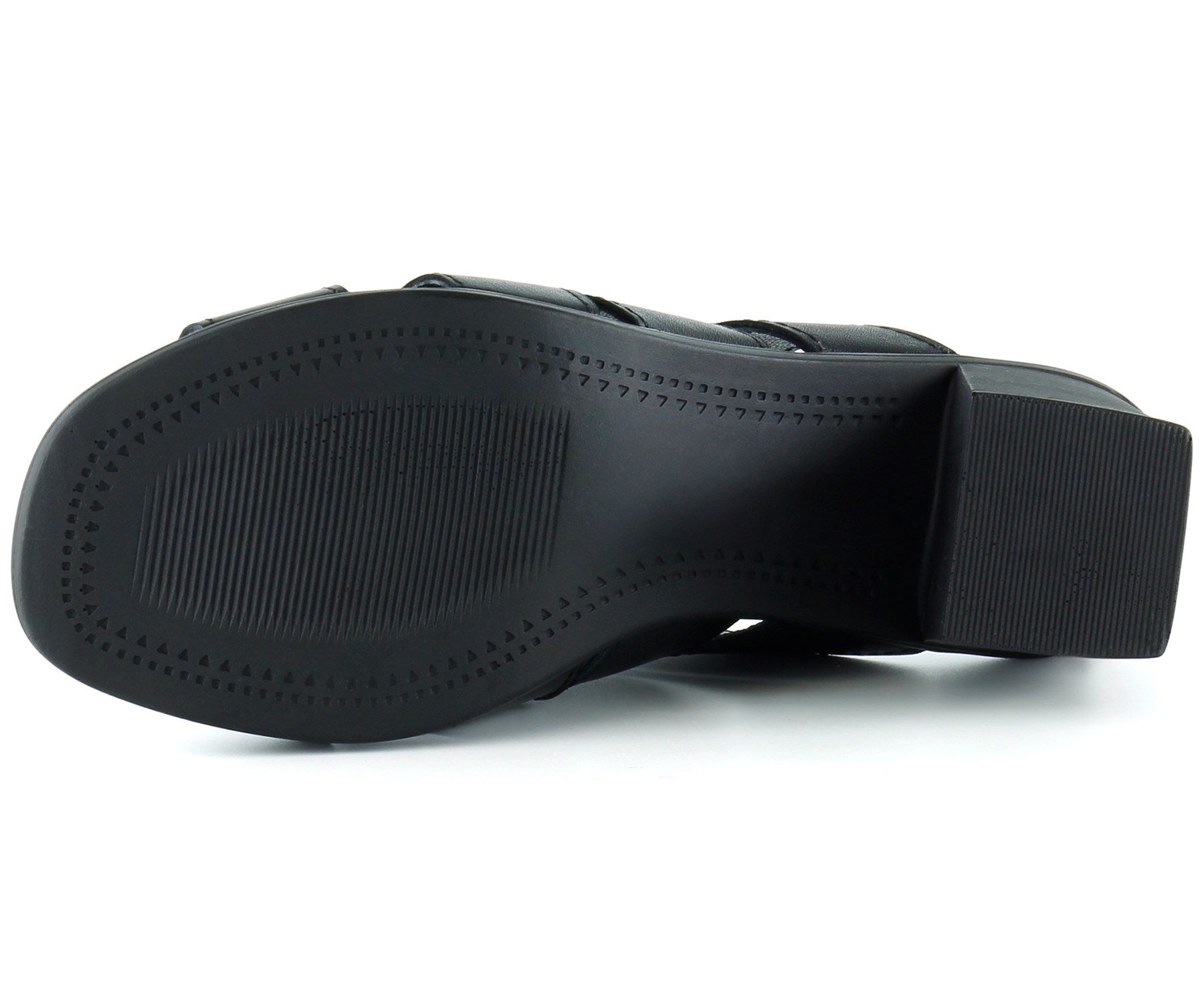 Bianca Siyah Hakiki Deri Kalın Topuklu Terlik