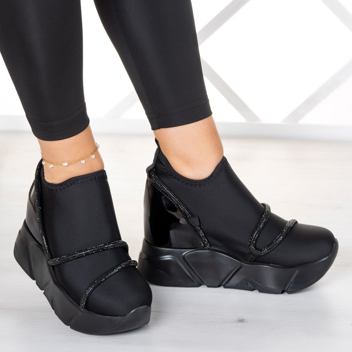 Barbara Siyah Streç Gizli Dolgu Günlük Ayakkabı