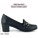 Harriet Siyah Hakiki Dana Derisi Tokalı Yuvarlak Burun Kalın Topuklu Loafer Ayakkabı