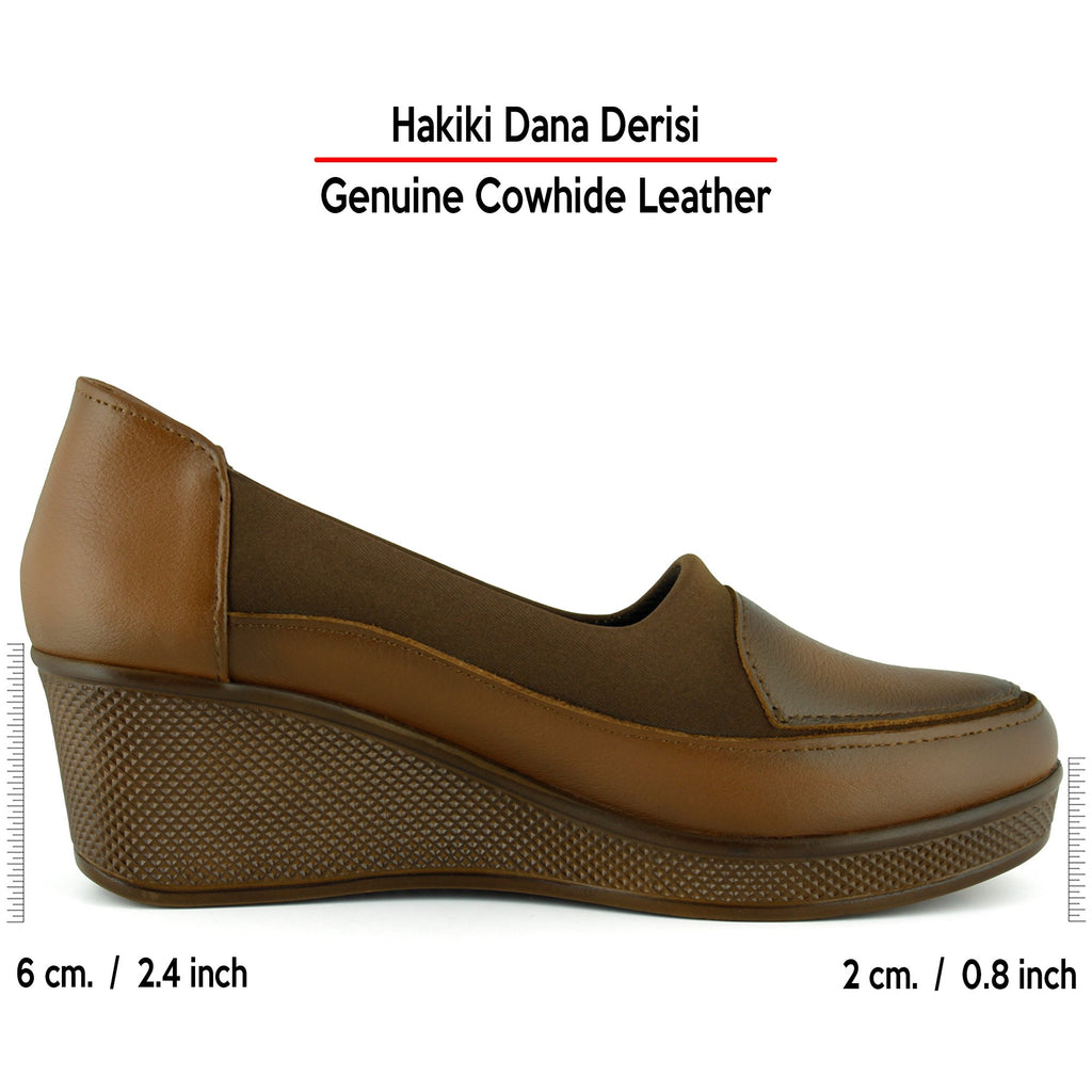 Priscilla Taba Hakiki Dana Derisi Streç Dolgu Topuklu Günlük Ayakkabı