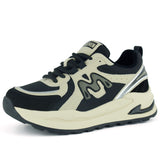 [261-BDLZ2002] Bej Siyah Vegan Bağcıklı Yuvarlak Burun Flatform Taban Günlük Sneaker Spor Ayakkabı