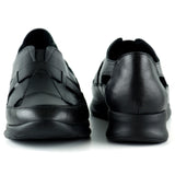 Aida Siyah Hakiki Deri Kesik Detaylı Lastikli Slip-On Günlük Ayakkabı