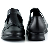 Frida Siyah Hakiki Deri Kesik Detaylı Cırt Cırtlı Günlük Ayakkabı