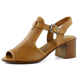 Elena Taba Hakiki Dana Derisi Önü Arkası Açık Delik Detaylı Kalın Topuklu Rahat Günlük Sandalet