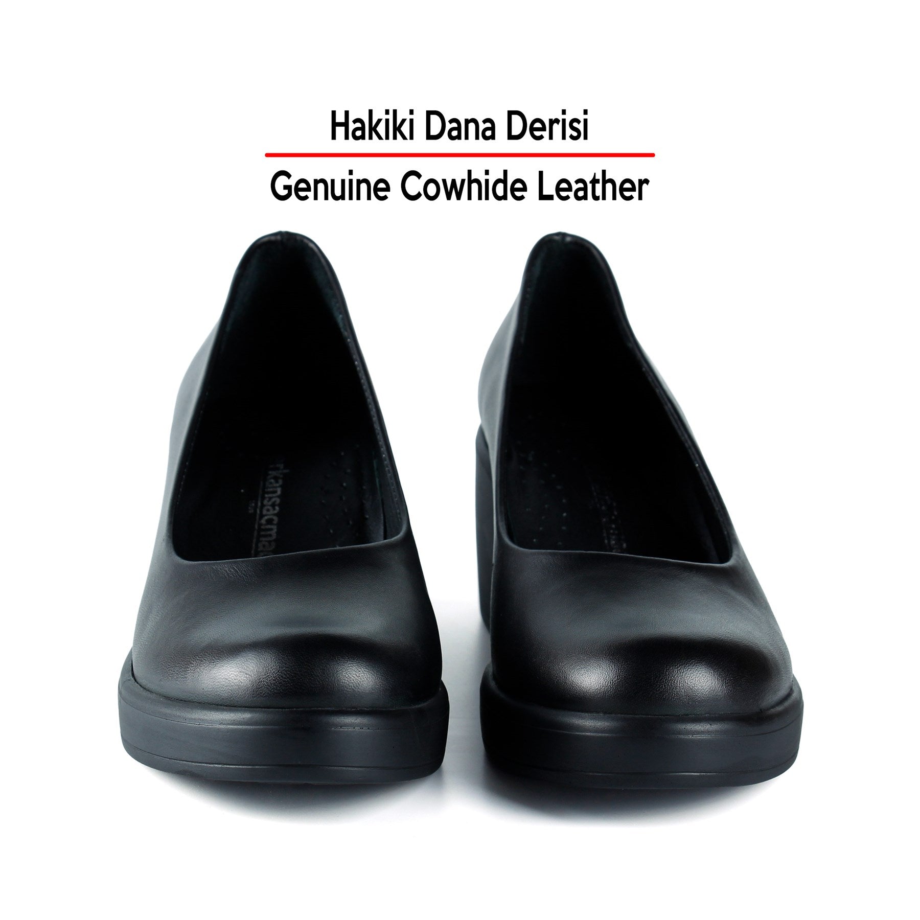 Mabel Siyah Hakiki Dana Derisi Dolgu Topuklu Günlük Ayakkabı