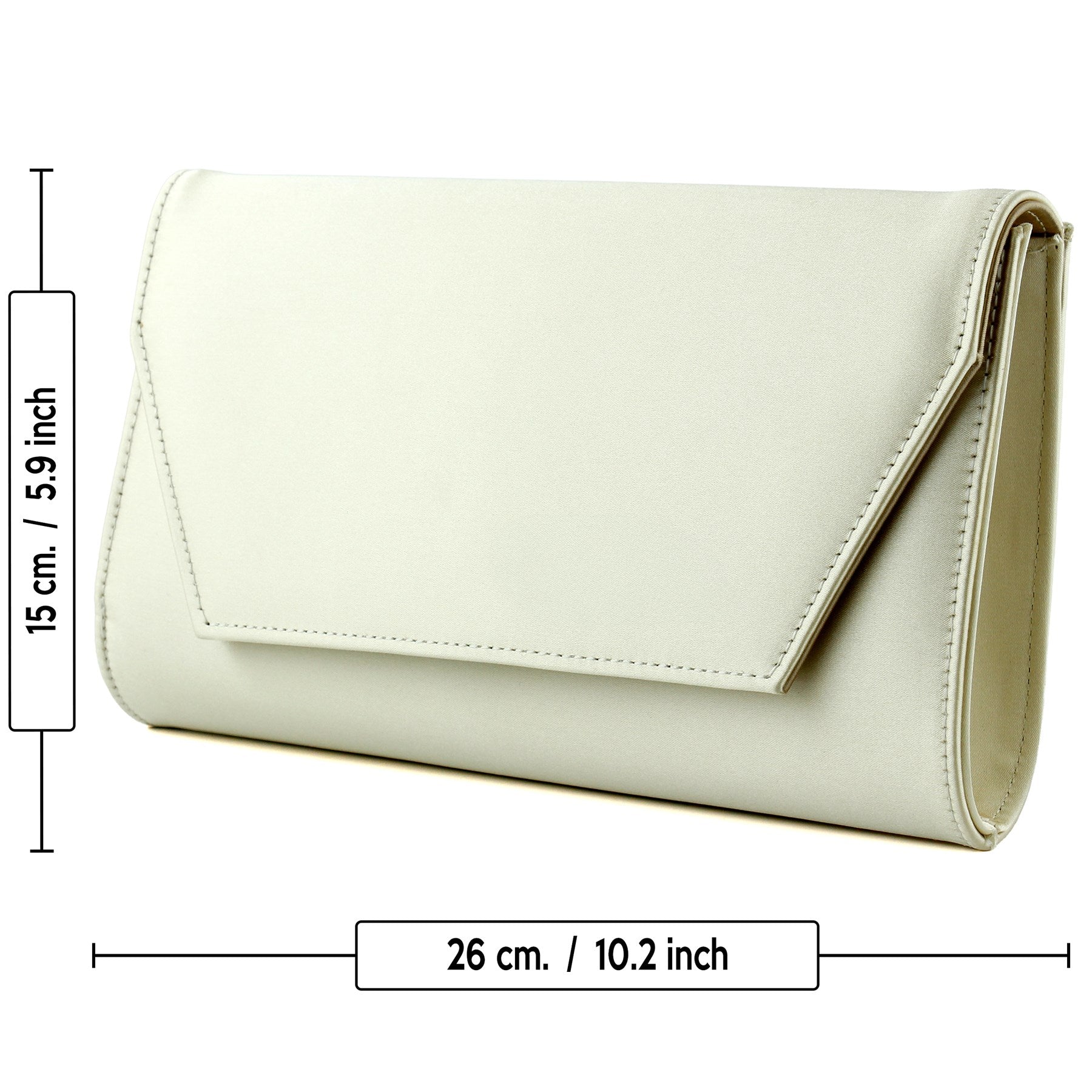 (ES0017AC) Ten Saten Zincir Askılı Manyetik Kapaklı İç Cepli Zarif Abiye El Çantası