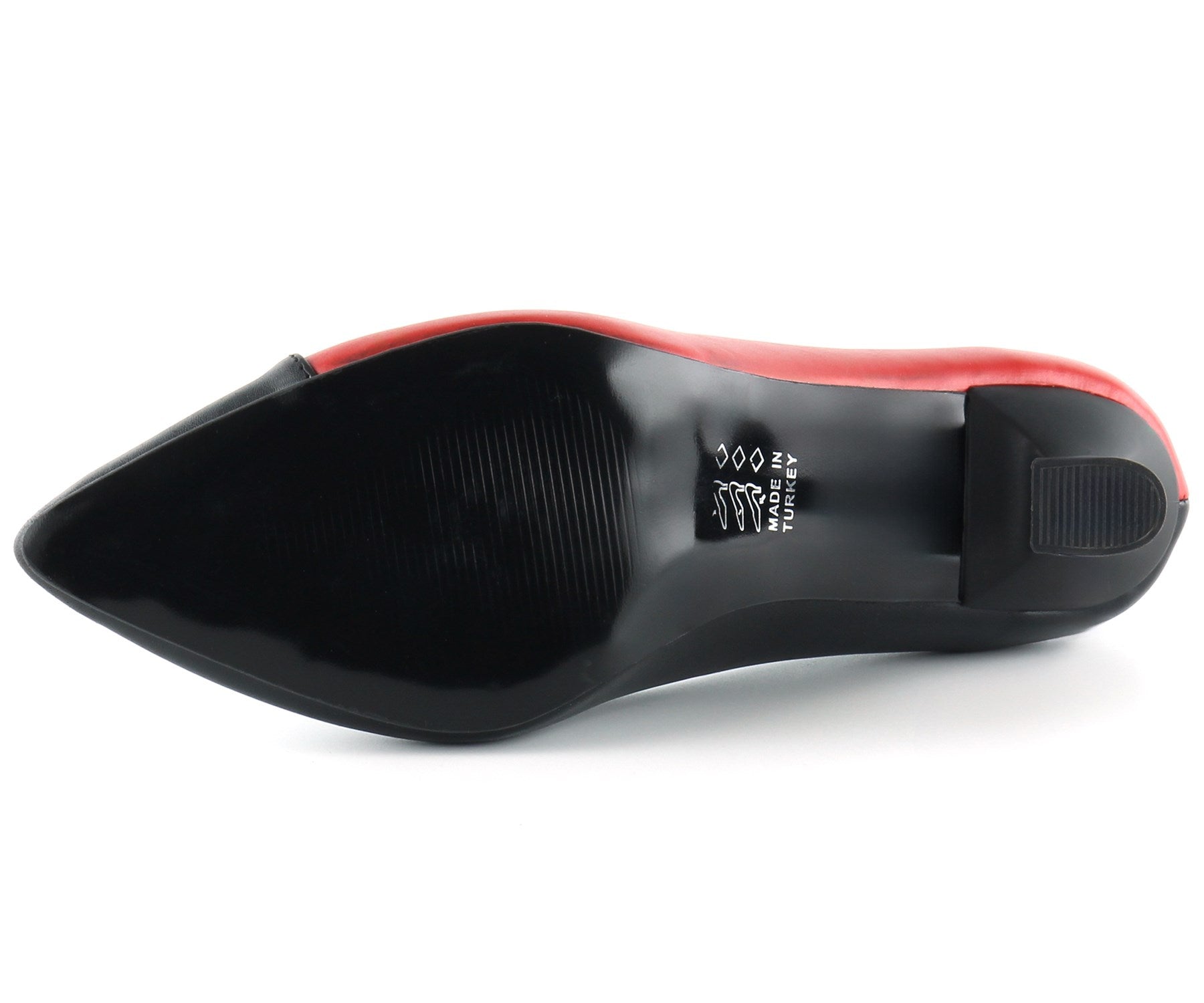 Jatqılı Plus Siyah Kırmızı İnce Kadeh Topuklu Klasik Ayakkabı