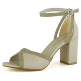 Charlotte Ten Vegan Çapraz Bantlı Fileli Kalın Topuklu Zarif Abiye Ayakkabı