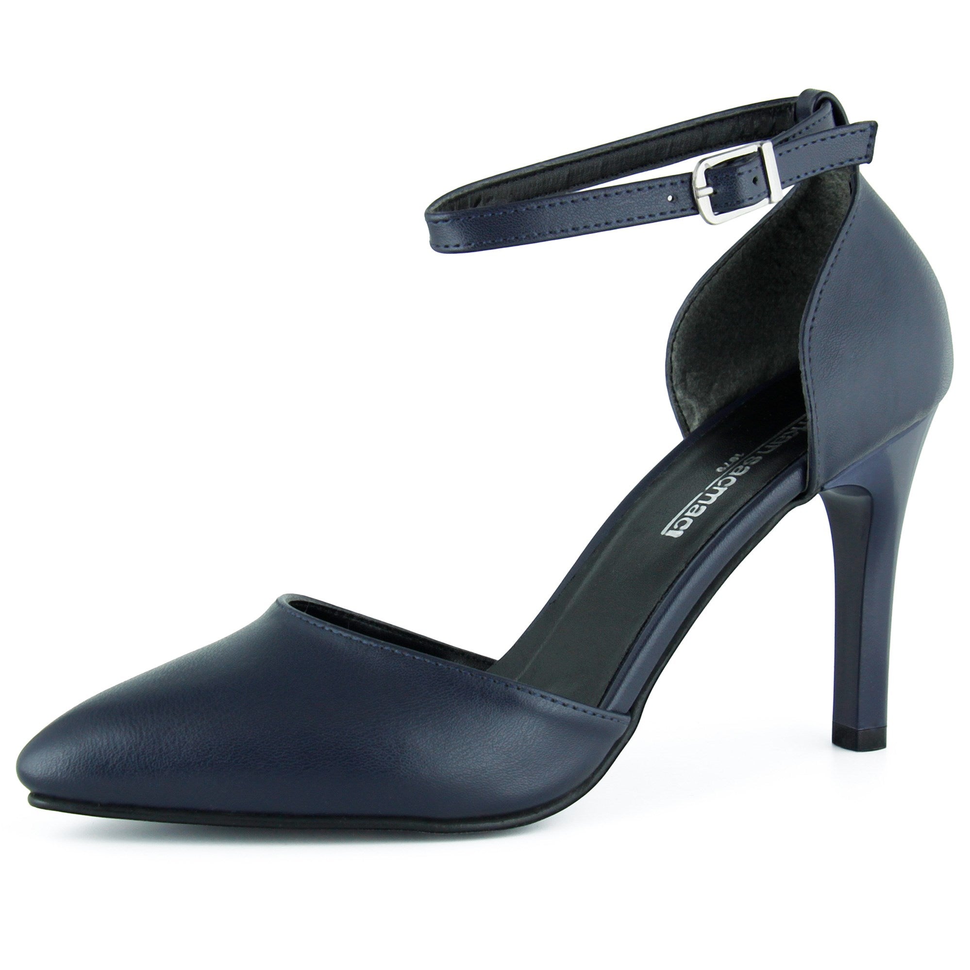 Sindy Lacivert Vegan Bantlı İnce Topuklu Stiletto Ayakkabı