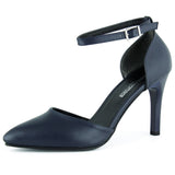 Sindy Lacivert Vegan Bantlı İnce Topuklu Stiletto Ayakkabı