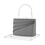 (ES0016AC) Antrasit Saten Taşlı Gümüş Metal Saplı Zincir Askılı Abiye Çanta