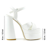 Whitney İnci Beyaz Önü Arkası Açık Çift Platformlu Bantlı Abiye Gelin Ayakkabısı