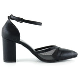 Diana Siyah Fileli Kalın Topuklu Ayakkabı