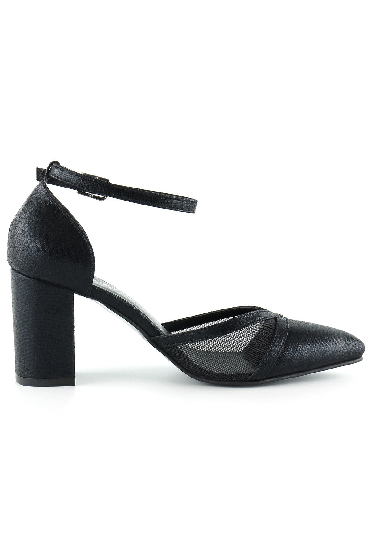 Diana Siyah Fileli Kalın Topuklu Ayakkabı