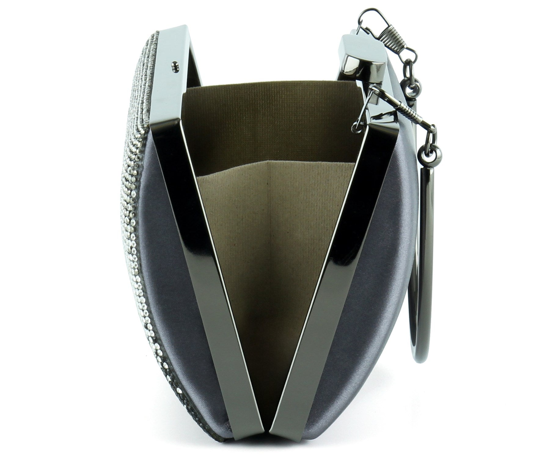 Antrasit Saten Degrade Kristal Taşlı Metal Saplı Abiye El Çantası ( ES0014AC )