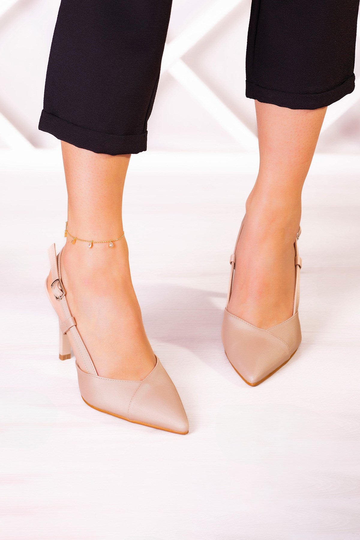 Sacha Ten Saten Arkası Açık Abiye Stiletto