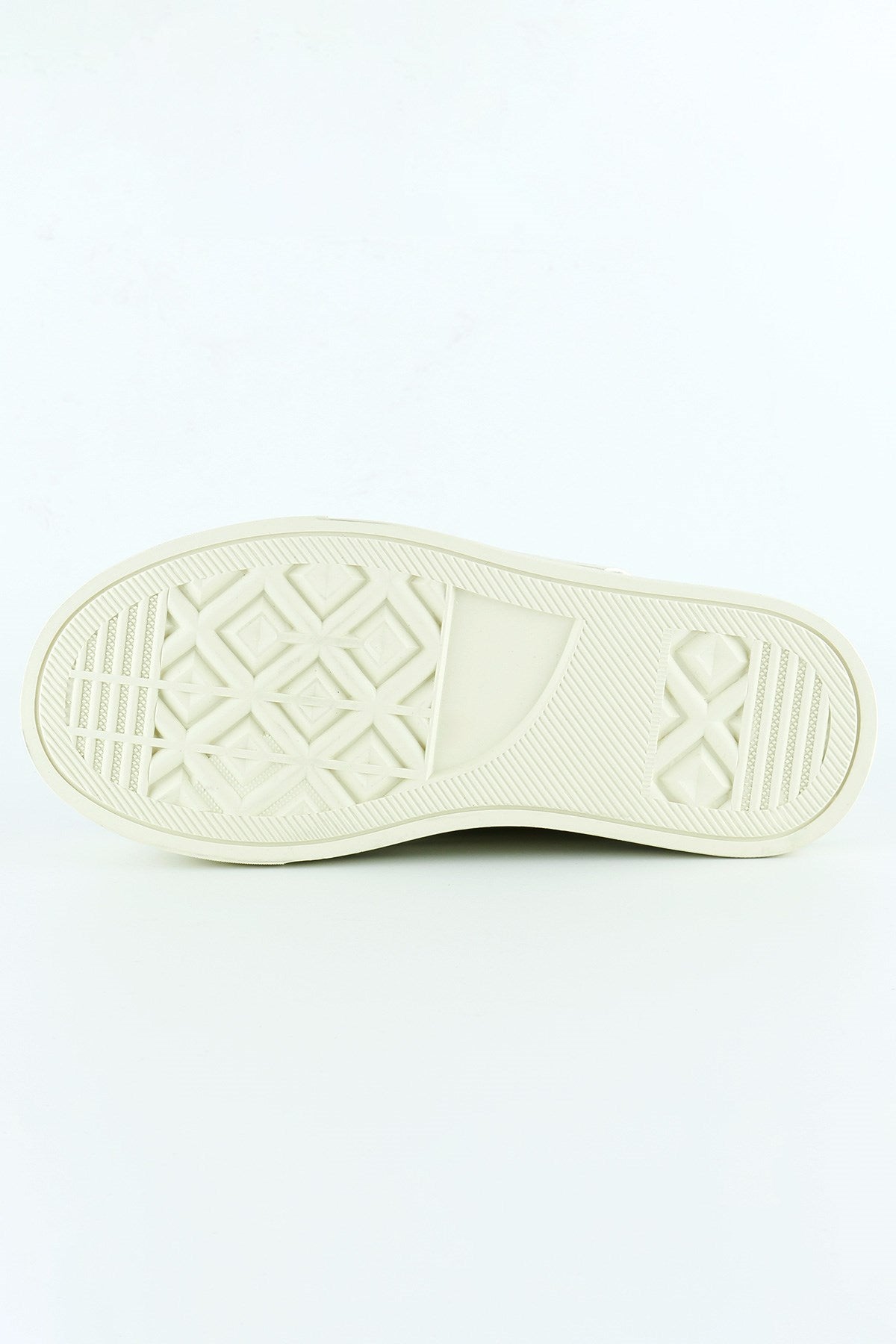 [5016] Bej Saten Yüksek Taban Spor Taşlı Bağcıklı Platform Sneaker