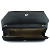 (ES0018AC) Siyah Süet Zincir Askılı Manyetik Kapaklı İç Cepli Zarif Abiye El Çantası