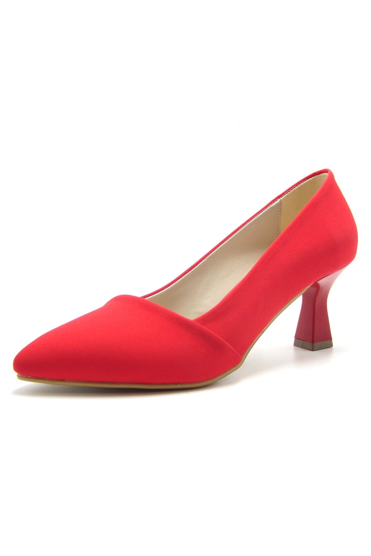 Laura Plus Kırmızı Krep Zarif Sivri Burun Abiye Ayakkabı