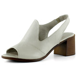 Emilia Vizon Hakiki Dana Derisi Arkası Açık Lastik Bantlı Kalın Topuklu Rahat Günlük Sandalet