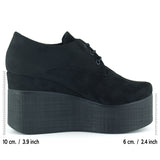 Apricity Siyah Süet Yuvarlak Burun Bağcıklı Gizli Dolgu Topuklu Günlük Ayakkabı