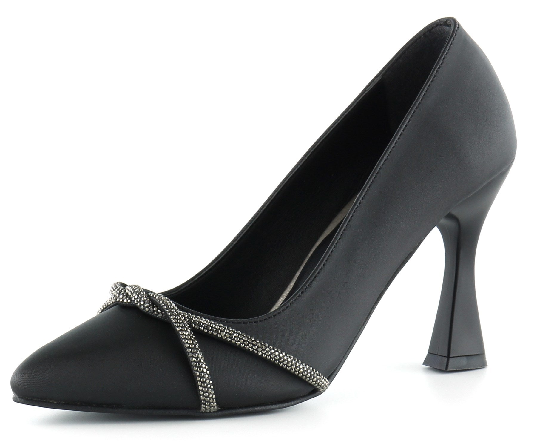 Abby Siyah Saten Burma Taşlı Abiye Ayakkabı