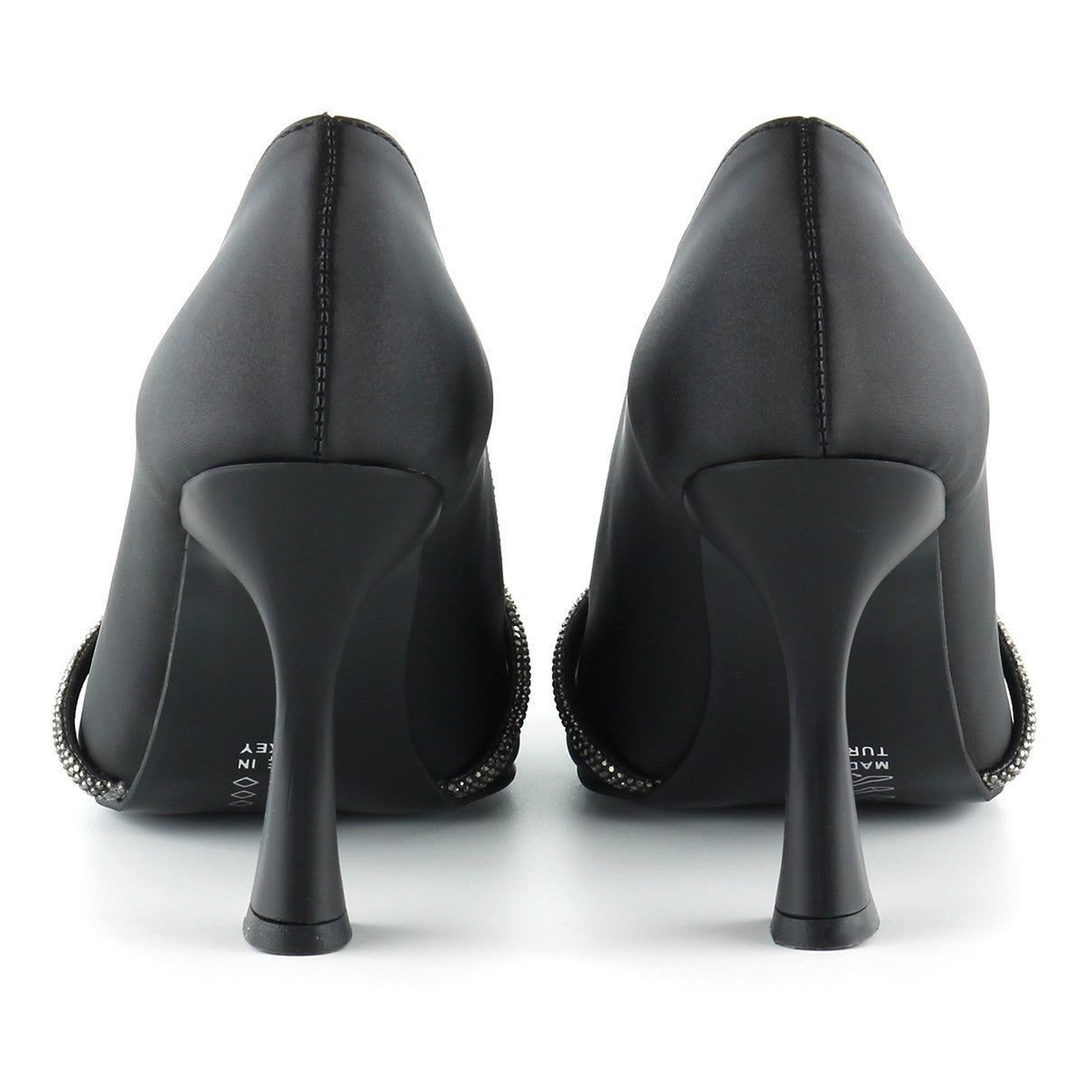 Abby Siyah Saten Burma Taşlı Abiye Ayakkabı