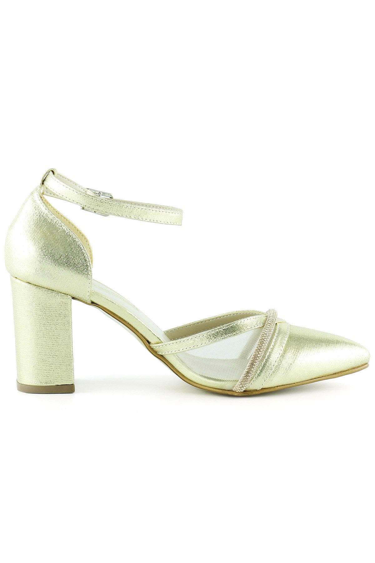 Molly Dore Taşlı Fileli Kalın Topuklu Ayakkabı