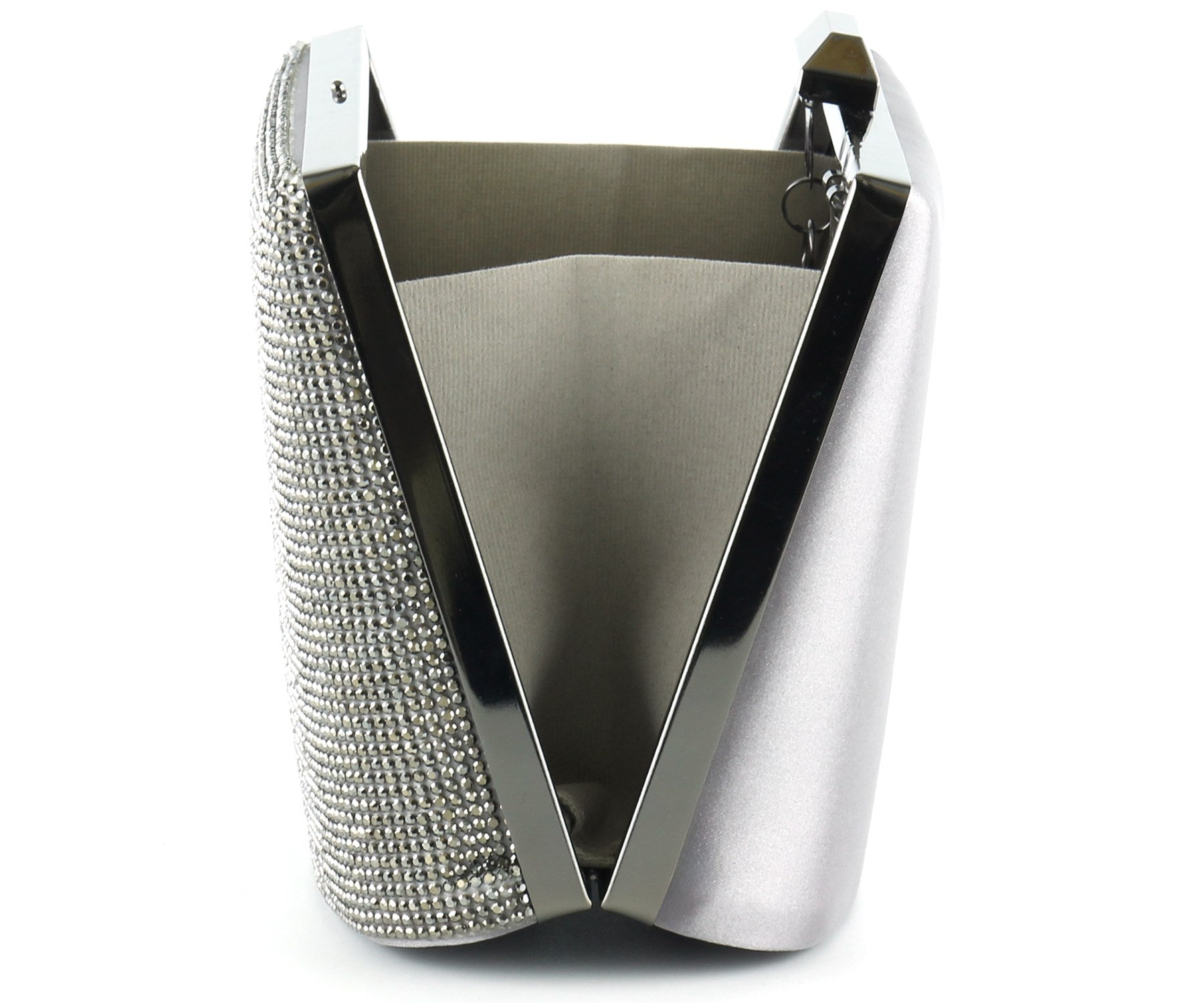 Antrasit Saten Kristal Taşlı Metal Saplı Zincir Askılı Abiye Çanta ( ES0011AC )