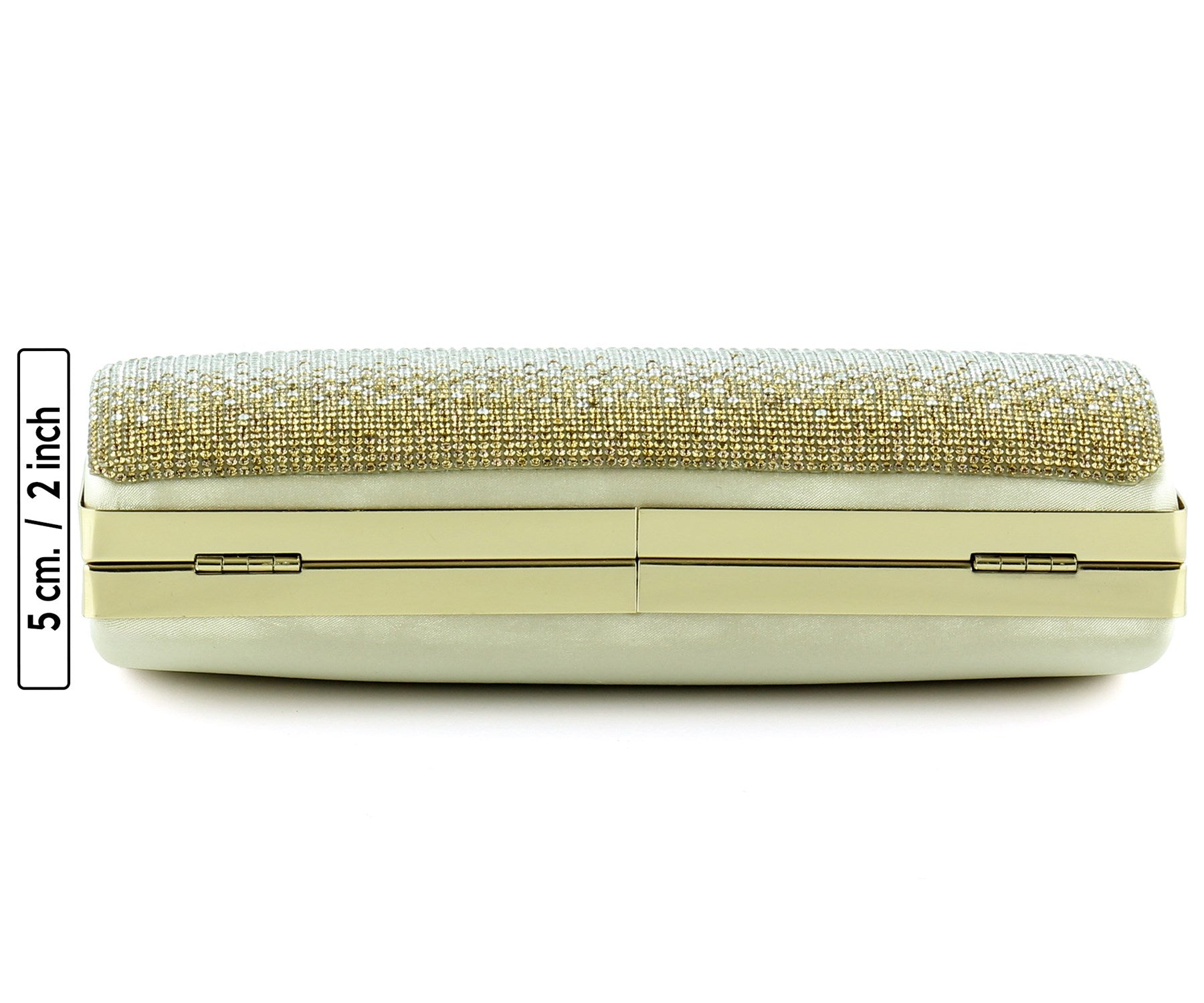 Altın Saten Degrade Kristal Taşlı Metal Saplı Abiye El Çantası ( ES0014AC )