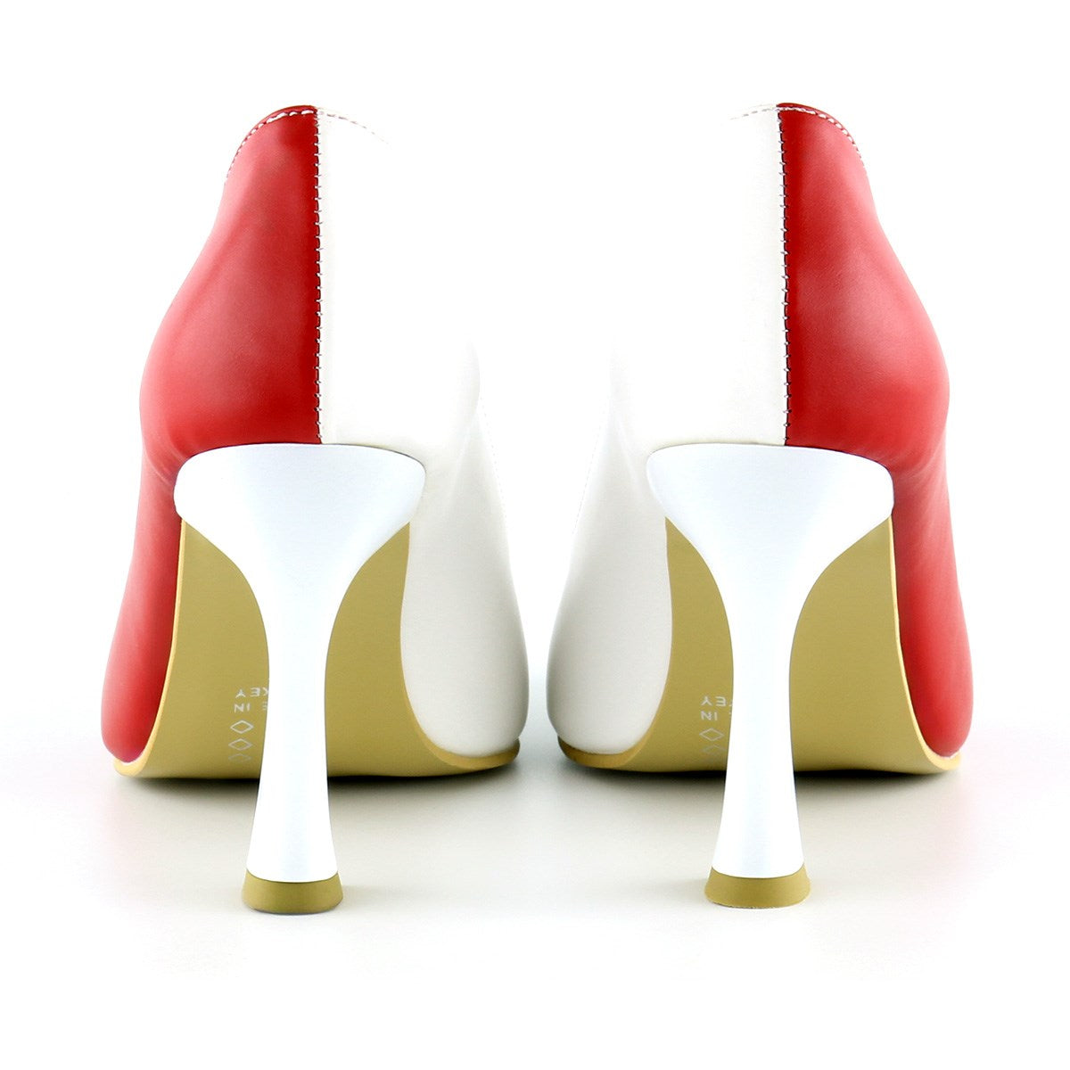 Jatqılı Plus Kırmızı Beyaz İnce Kadeh Topuklu Klasik Ayakkabı