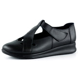 Frida Siyah Hakiki Deri Kesik Detaylı Cırt Cırtlı Günlük Ayakkabı