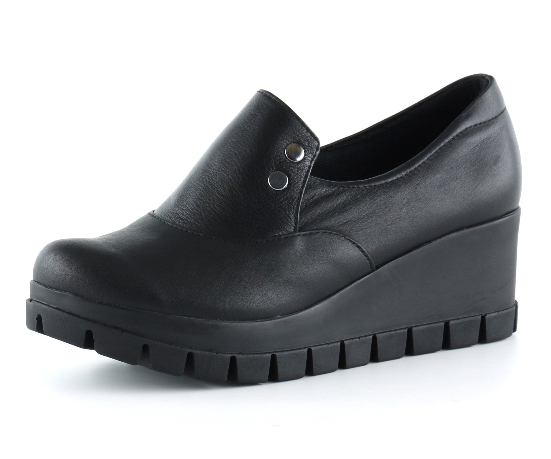 Gloria Siyah Hakiki Deri Dolgu Topuklu Günlük Ayakkabı