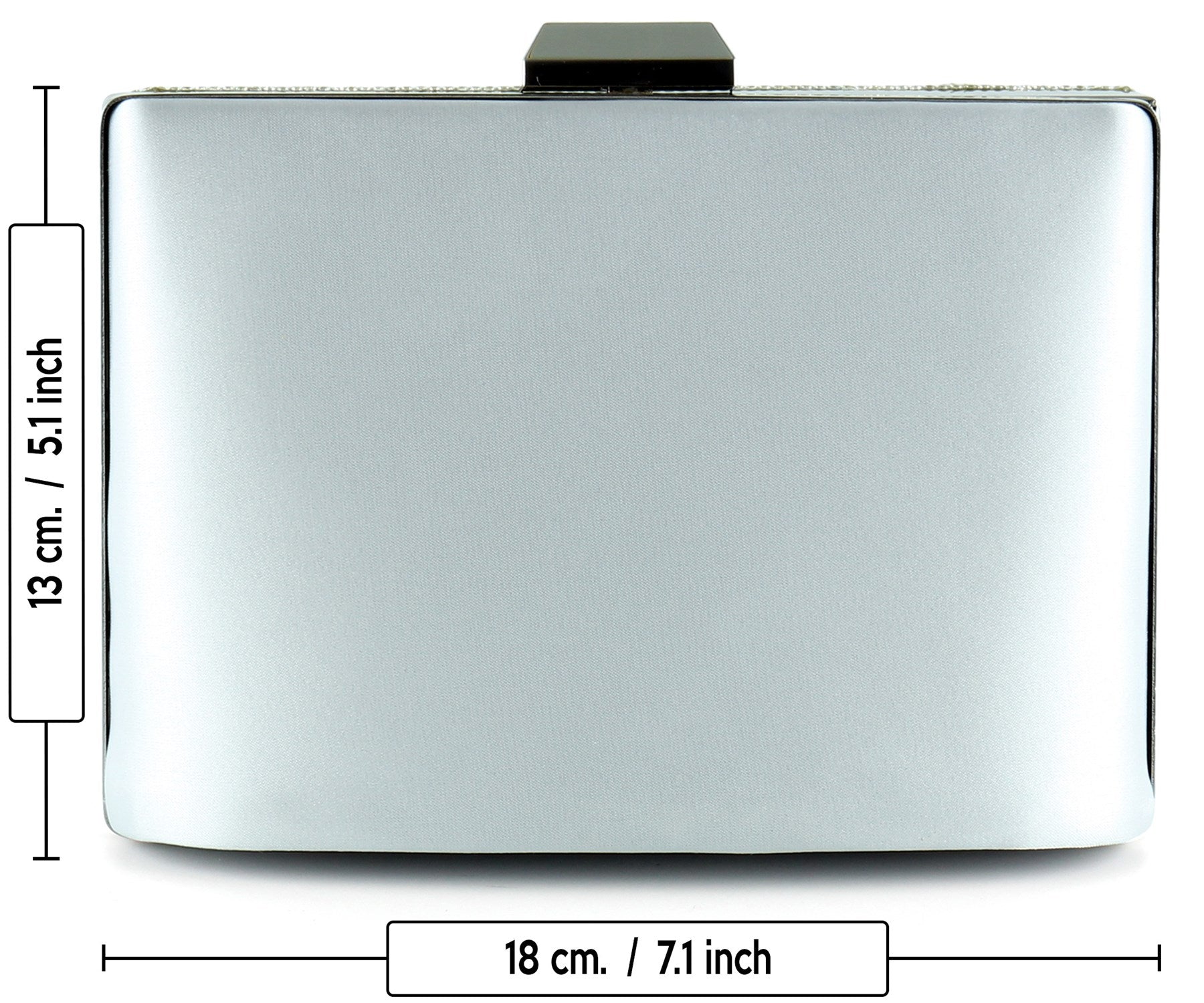 Gümüş Saten Kristal Taşlı Metal Saplı Zincir Askılı Abiye Çanta ( ES0011AC )