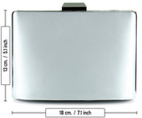 Gümüş Saten Kristal Taşlı Metal Saplı Zincir Askılı Abiye Çanta ( ES0011AC )