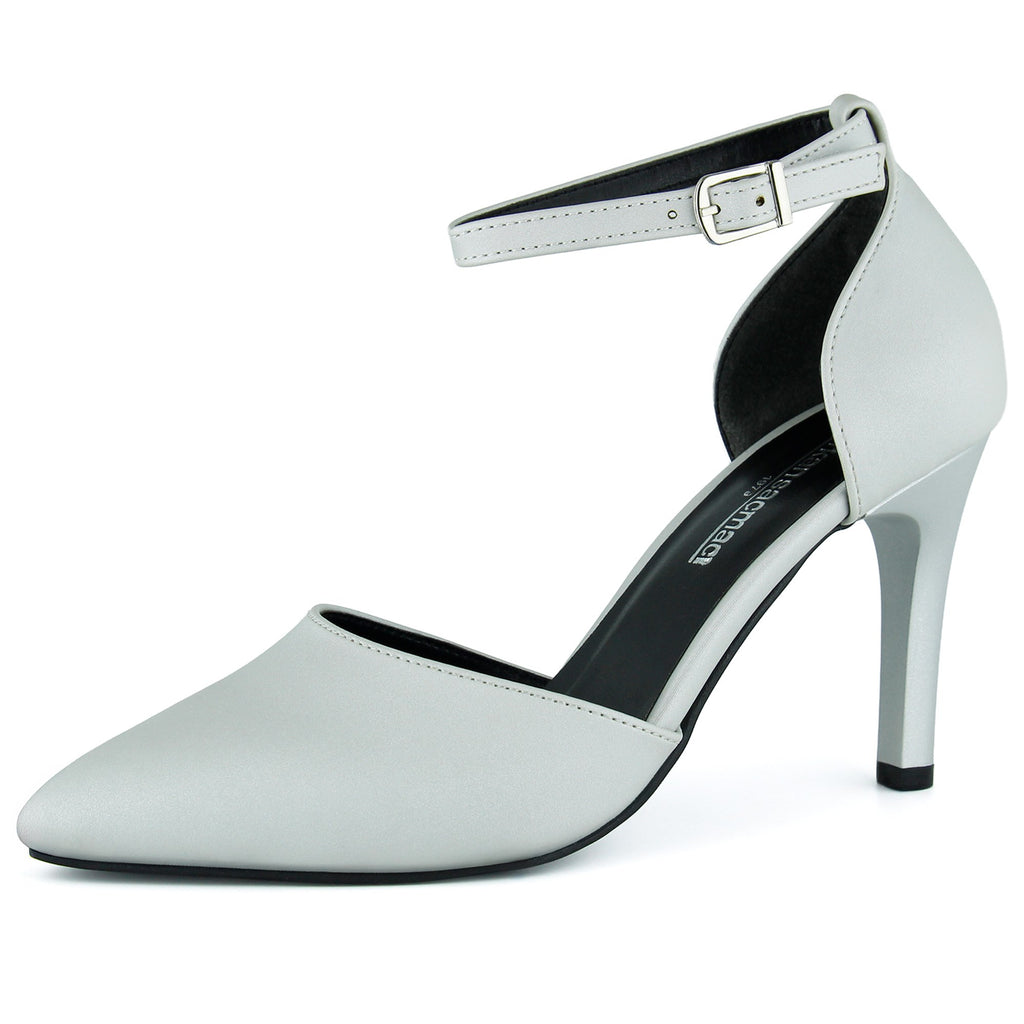 Sindy Plus Gümüş Saten Bantlı İnce Topuklu Abiye Stiletto Ayakkabı