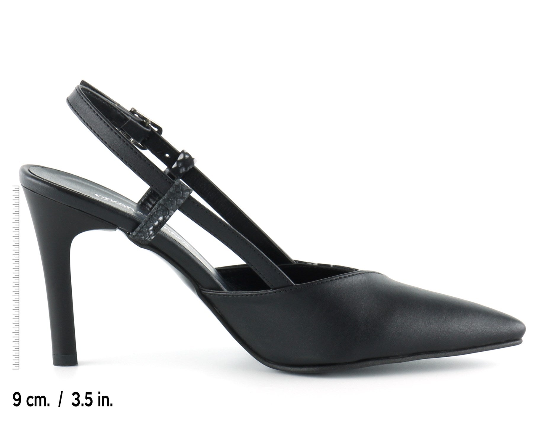 Sacha Siyah Yılan Arkası Açık Stiletto