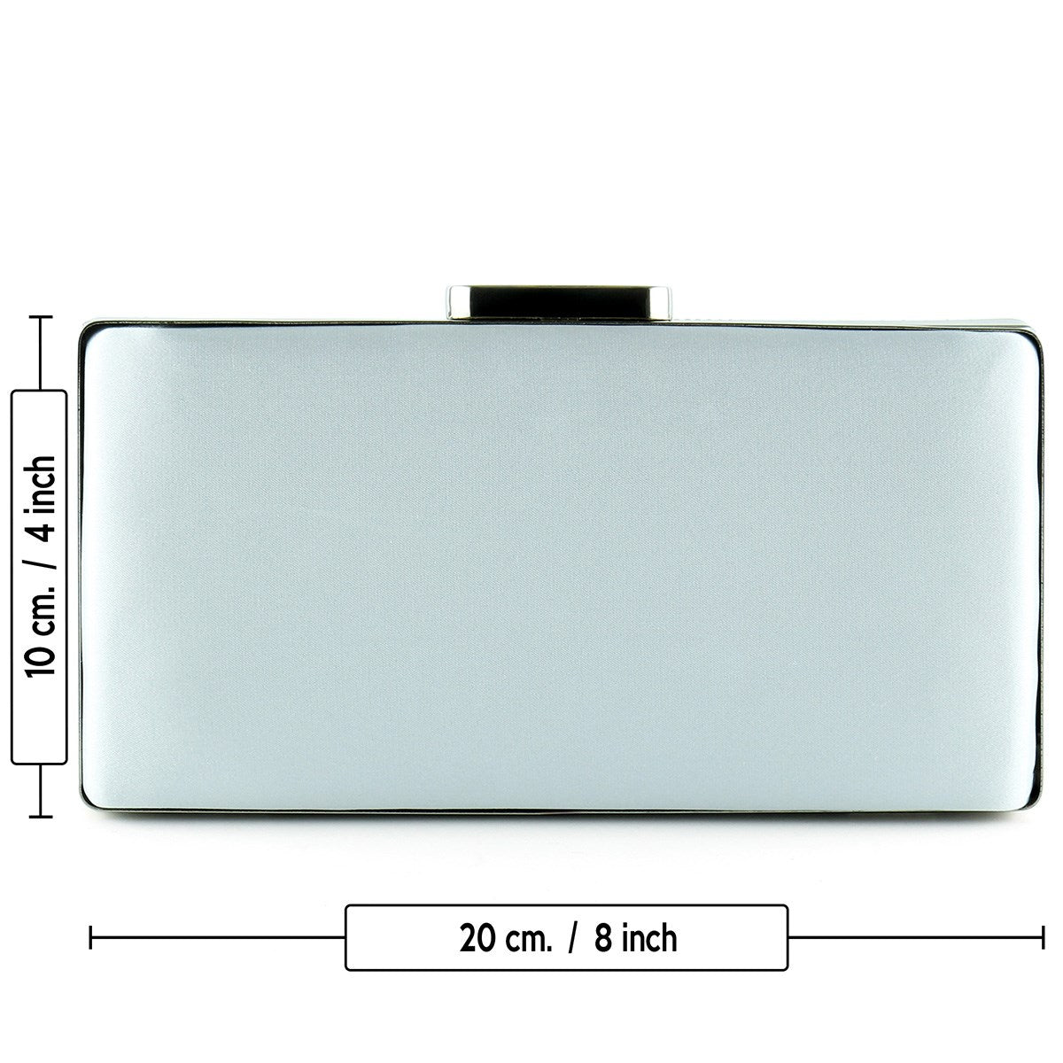 Gümüş Saten Degrade Kristal Taşlı Metal Saplı Abiye El Çantası ( ES0014AC )