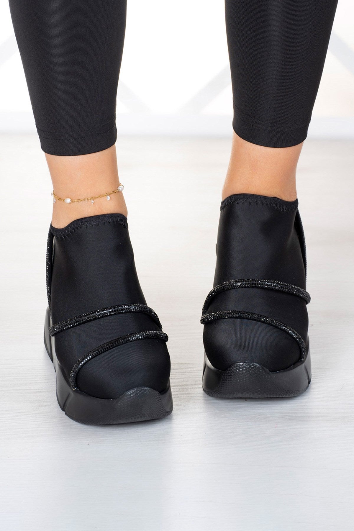 Barbara Siyah Streç Gizli Dolgu Günlük Ayakkabı