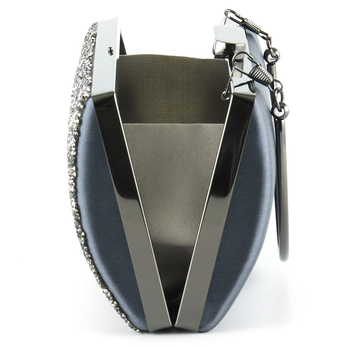 Antrasit Saten Kristal Granül Taşlı Metal Saplı Abiye El Çantası ( ES0013AC )