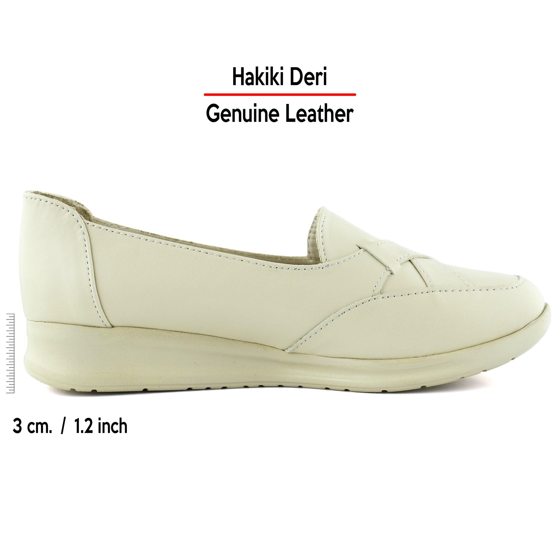 Mammina Bej Hakiki Deri Çapraz Bant Detaylı Slip-On Günlük Ayakkabı