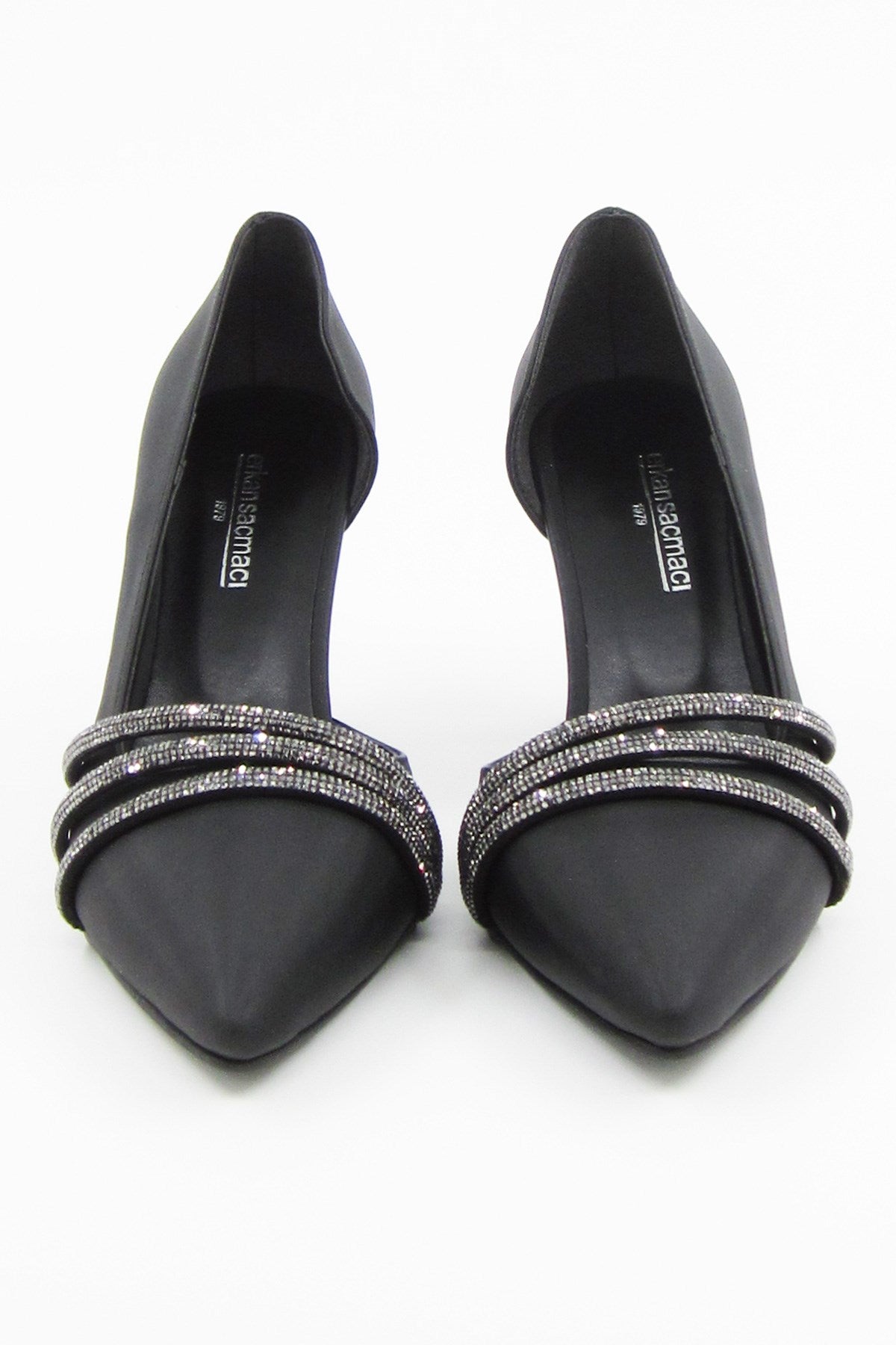 Anita Siyah Saten Taşlı Abiye Ayakkabı