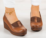 Daisy Taba Hakiki Deri Dolgu Topuklu Günlük Ayakkabı