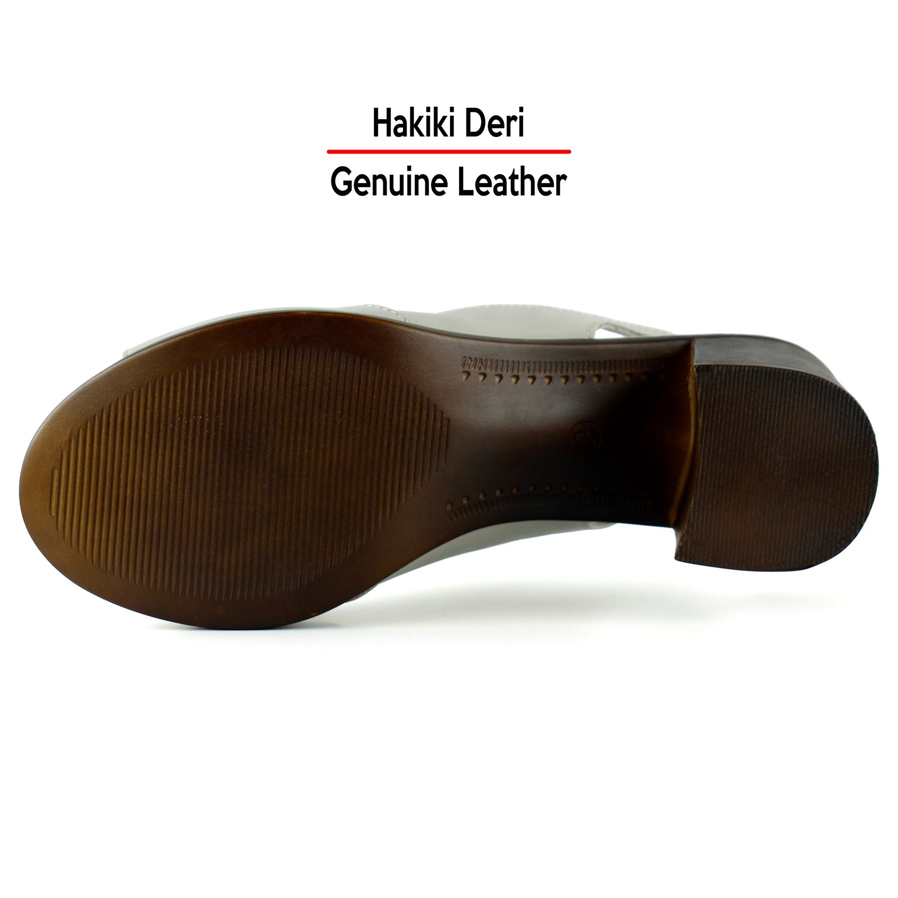 Emilia Vizon Hakiki Dana Derisi Arkası Açık Lastik Bantlı Kalın Topuklu Rahat Günlük Sandalet