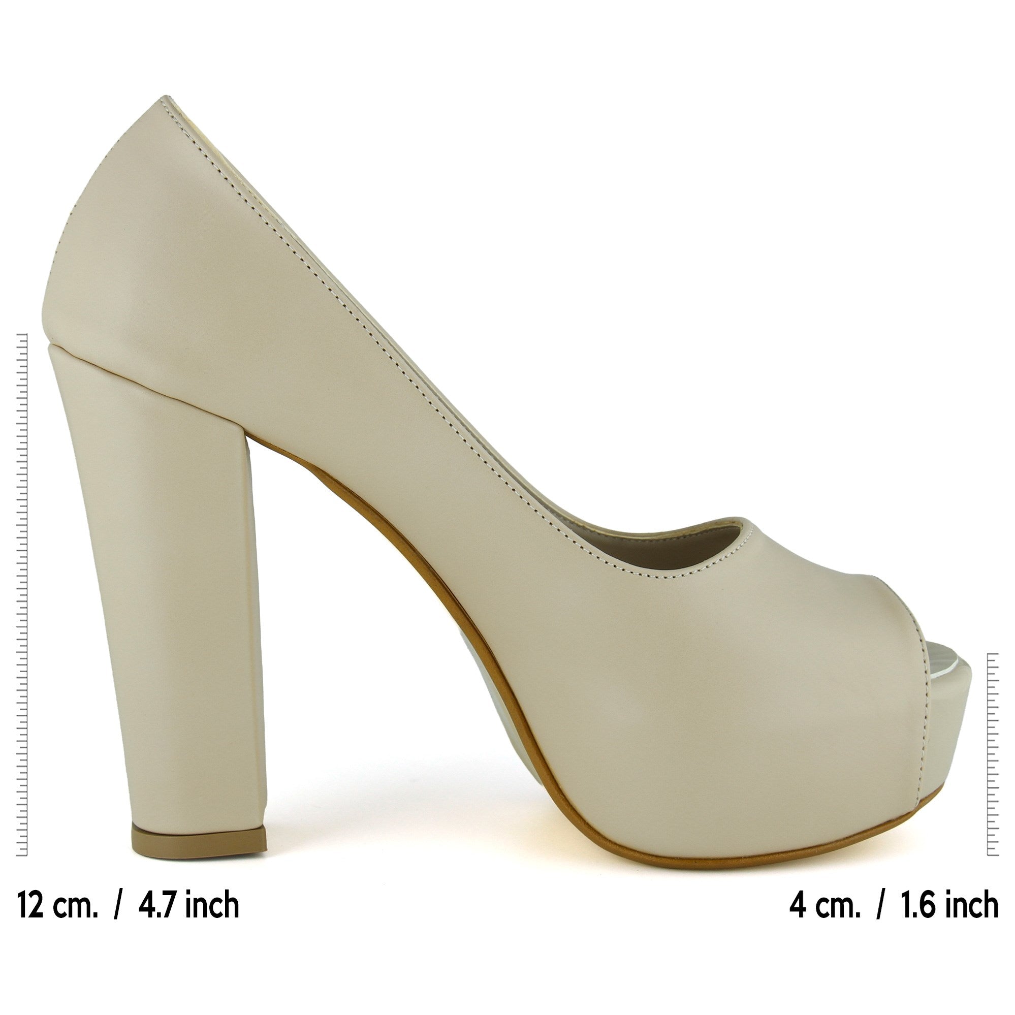 Carolina Ten Vegan Önü Açık Yuvarlak Burun Kalın Platform Topuklu Abiye Ayakkabı