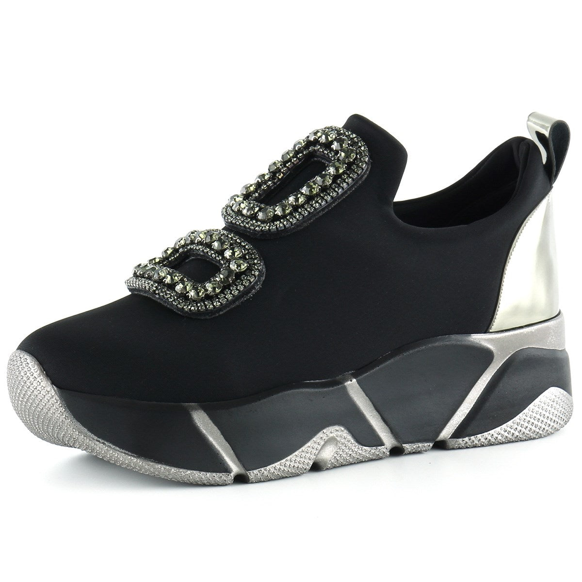 Almendra Platin Streç Taşlı Sneaker